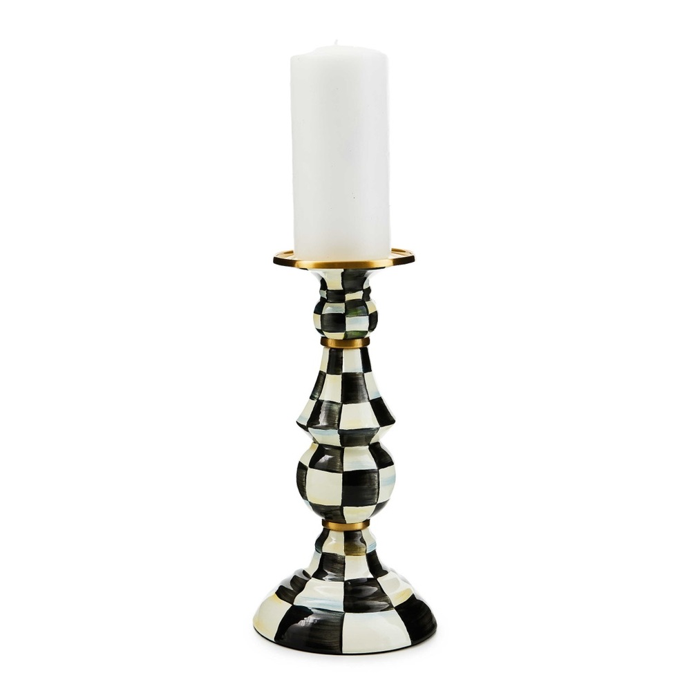 MACKENZIE-CHILDS Courtly Check Pillar Candlesticks Medium And Large - Picture 5 of 7